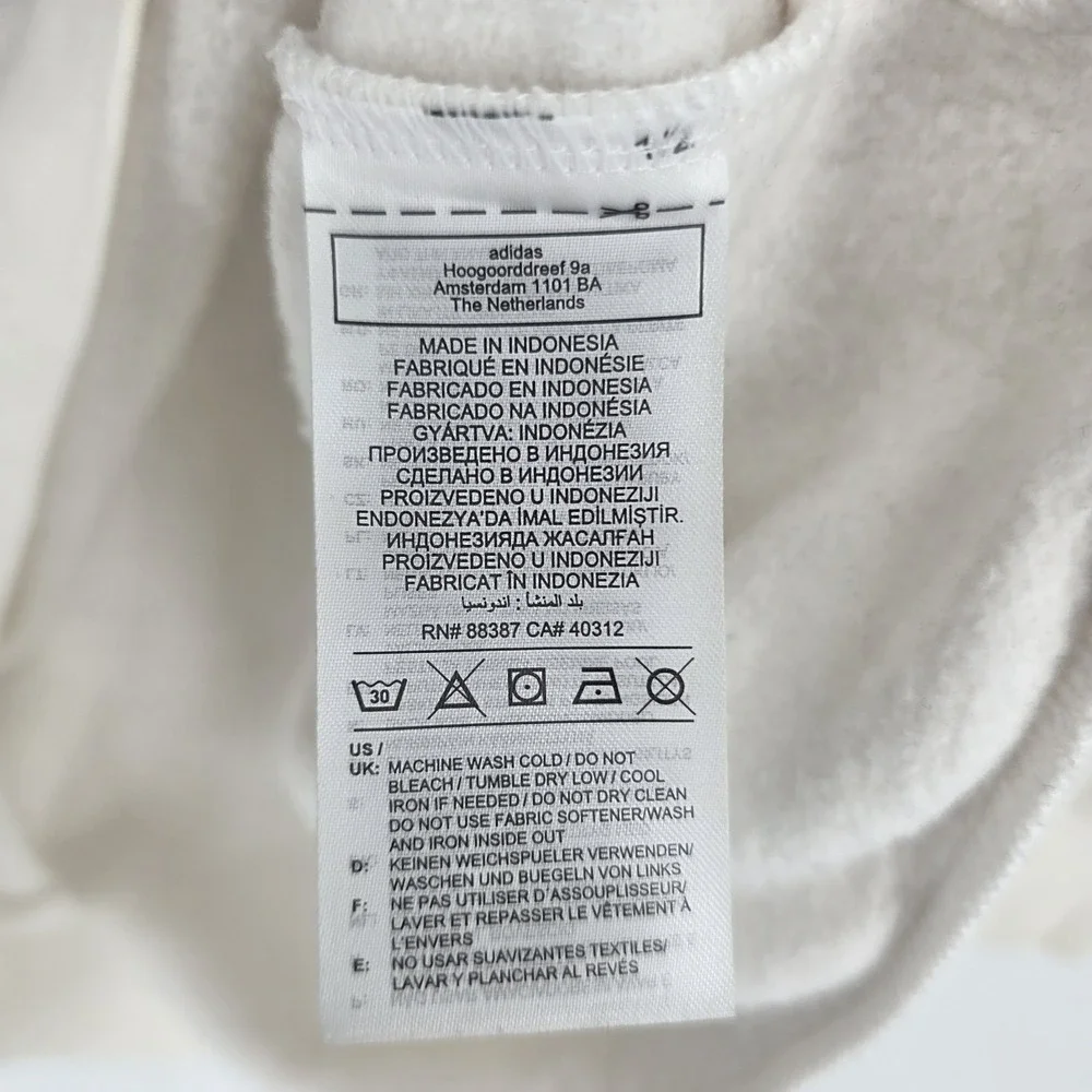 Adidas Worldwide Crewneck Sweatshirt Men XL Cream White Pullover Print 3 Stripes